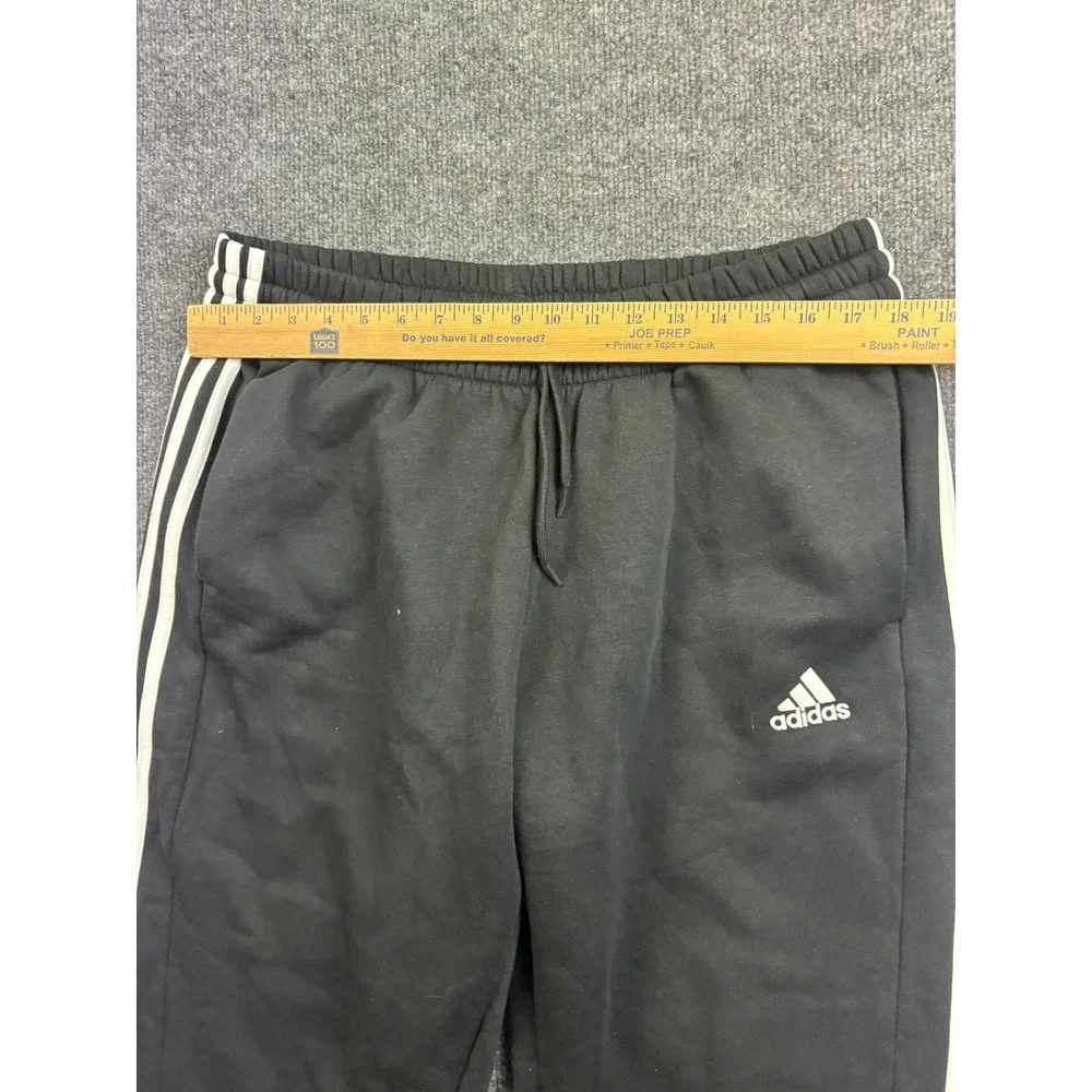 Adidas Joggers Mens XL Black 3-Stripe Fleece Lined Sweatpants Soccer